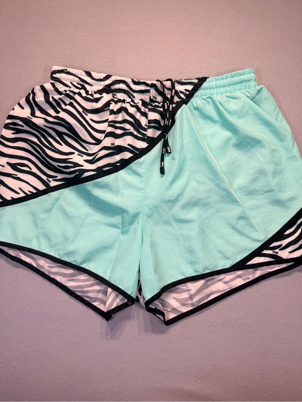 PINK Victoria's Secret Aqua Athletic Shorts with Zebra Trim size M